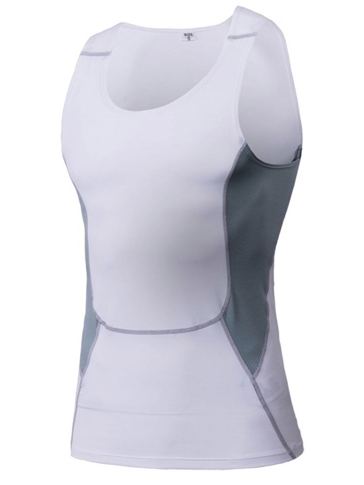 Herre Polyester Color Block Running Pullover Sports Tank Tops