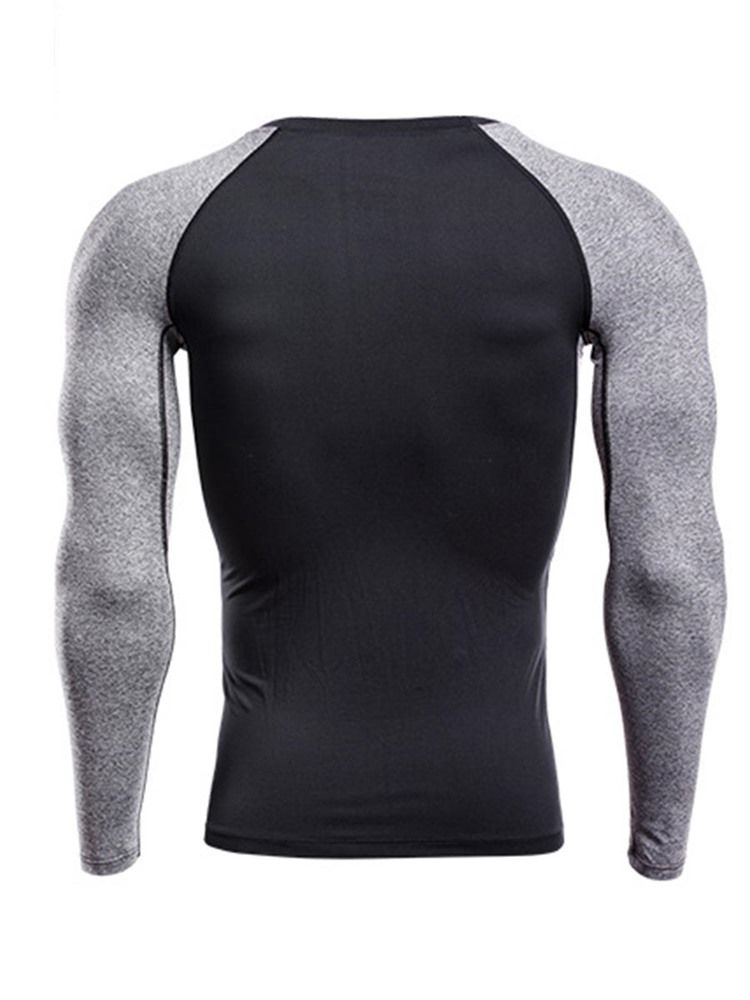 Mænds Color Block Pullover Langærmet Hurtigtørrende Gym Sports Tops