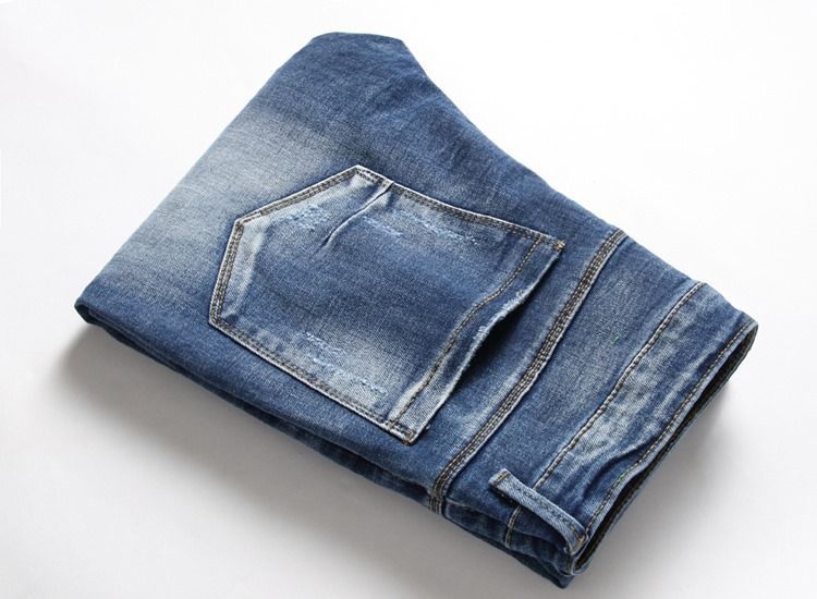 Almindelig Slidt Lynlås Casual Mænds Jeans