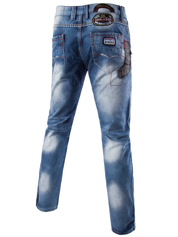 Casual Street Style Patchwork Denim Jeans Til Mænd