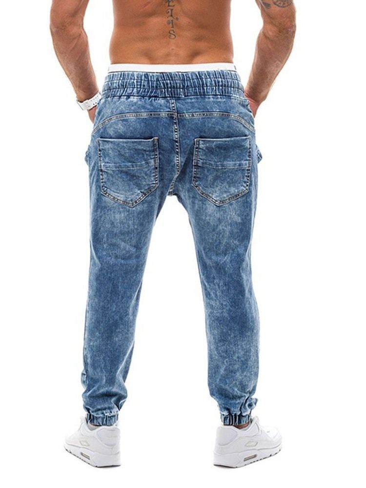 Gradient Straight Mid Waist Lace-up Men's Jeans