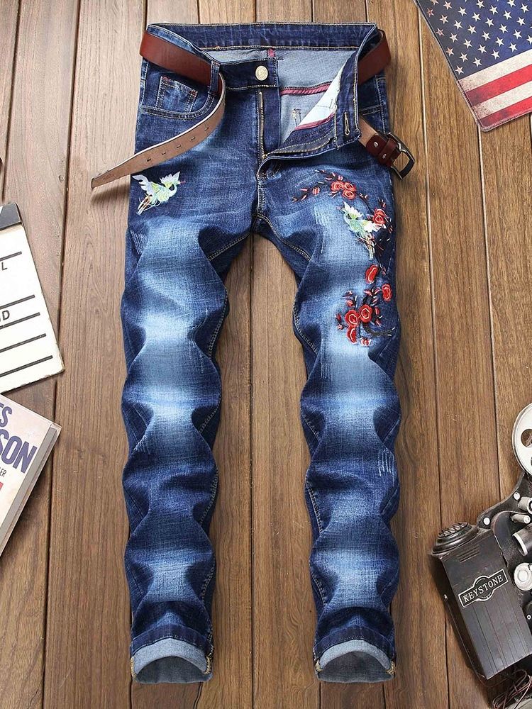 Herre Slim Denim Casual Jeans