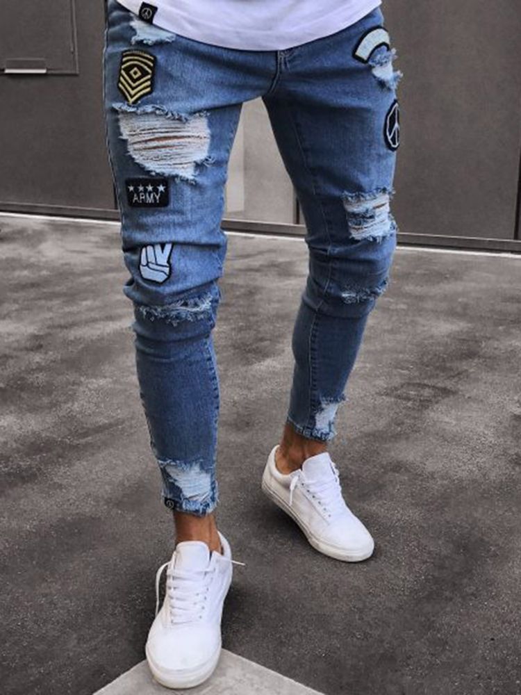 Herretøj Blue Ripped Worn Skinny Jeans