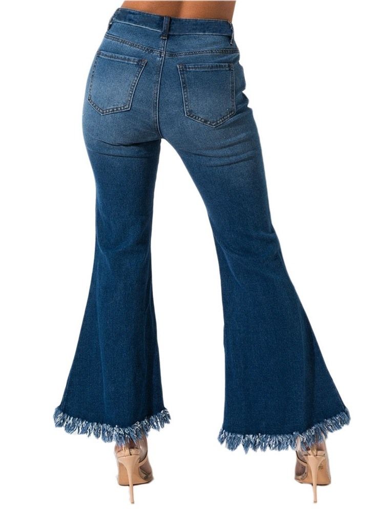 Kvinders Almindelige Hul Bellbottoms Slim Mid Waist Jeans