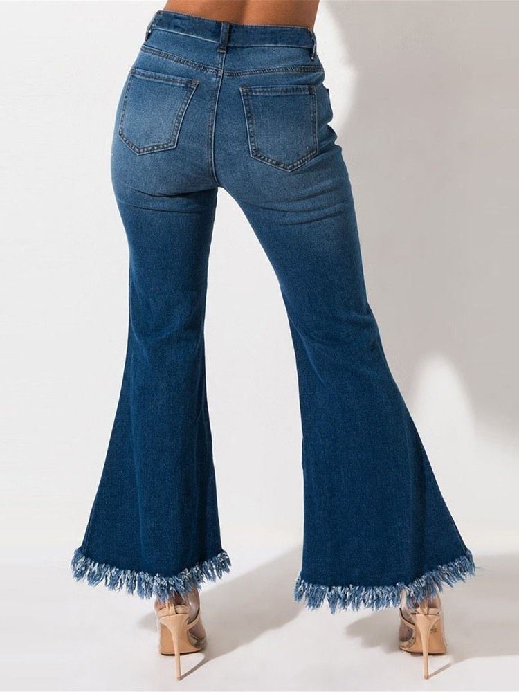 Kvinders Almindelige Hul Bellbottoms Slim Mid Waist Jeans