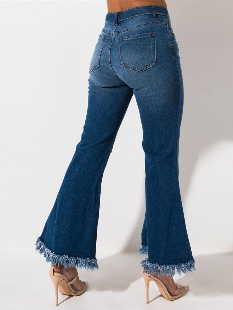 Kvinders Almindelige Hul Bellbottoms Slim Mid Waist Jeans