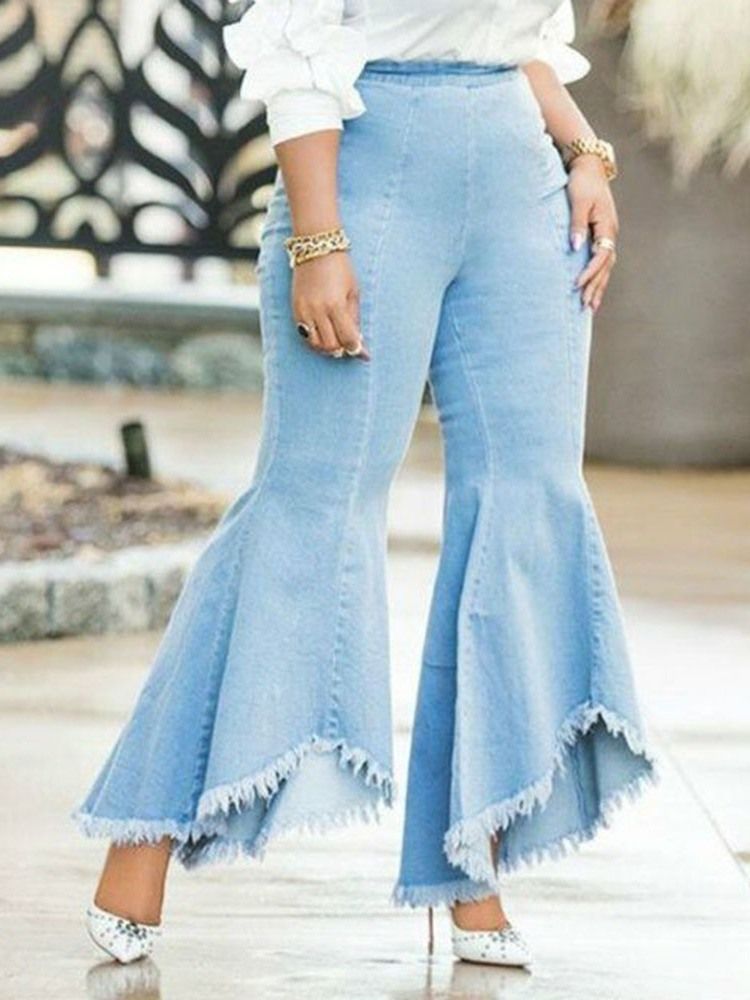 Kvinders Bellbottoms Asymmetriske Slanke Jeans