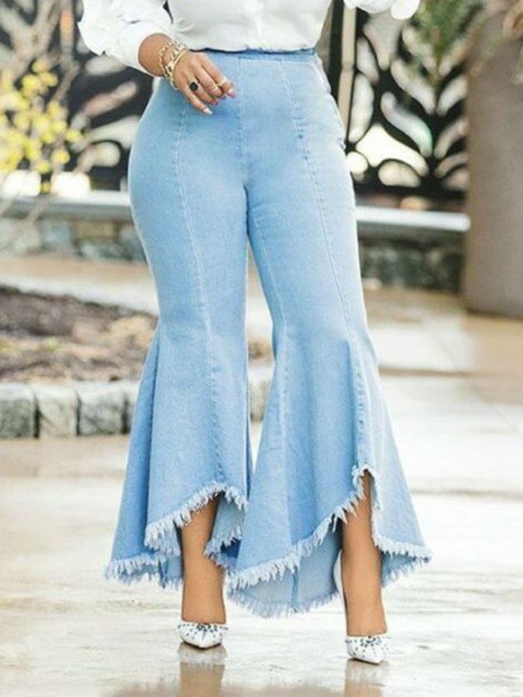 Kvinders Bellbottoms Asymmetriske Slanke Jeans