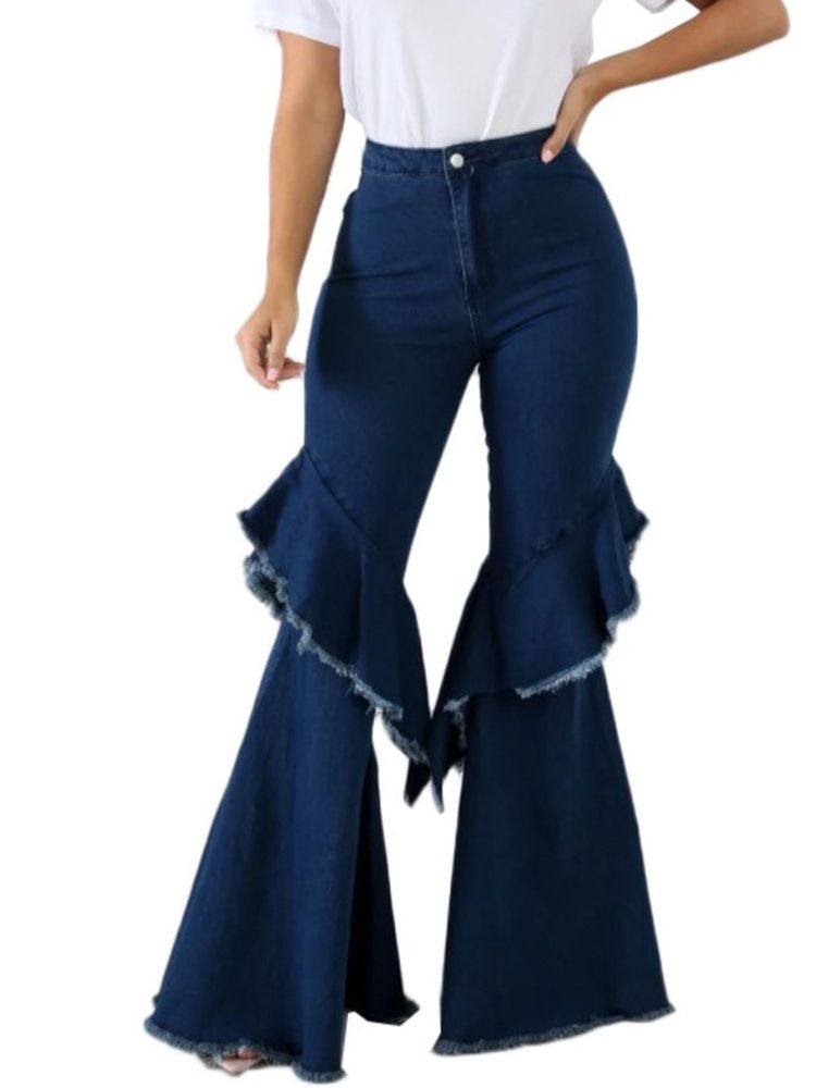 Kvinders Bellbottoms-knap Slank Jeans Med Høj Talje