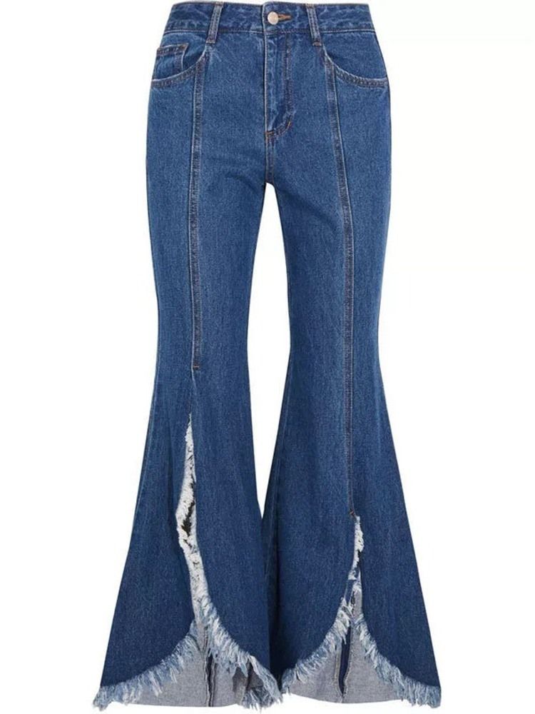 Kvinders Bellbottoms Vaskbare Slanke Jeans Med Høj Talje