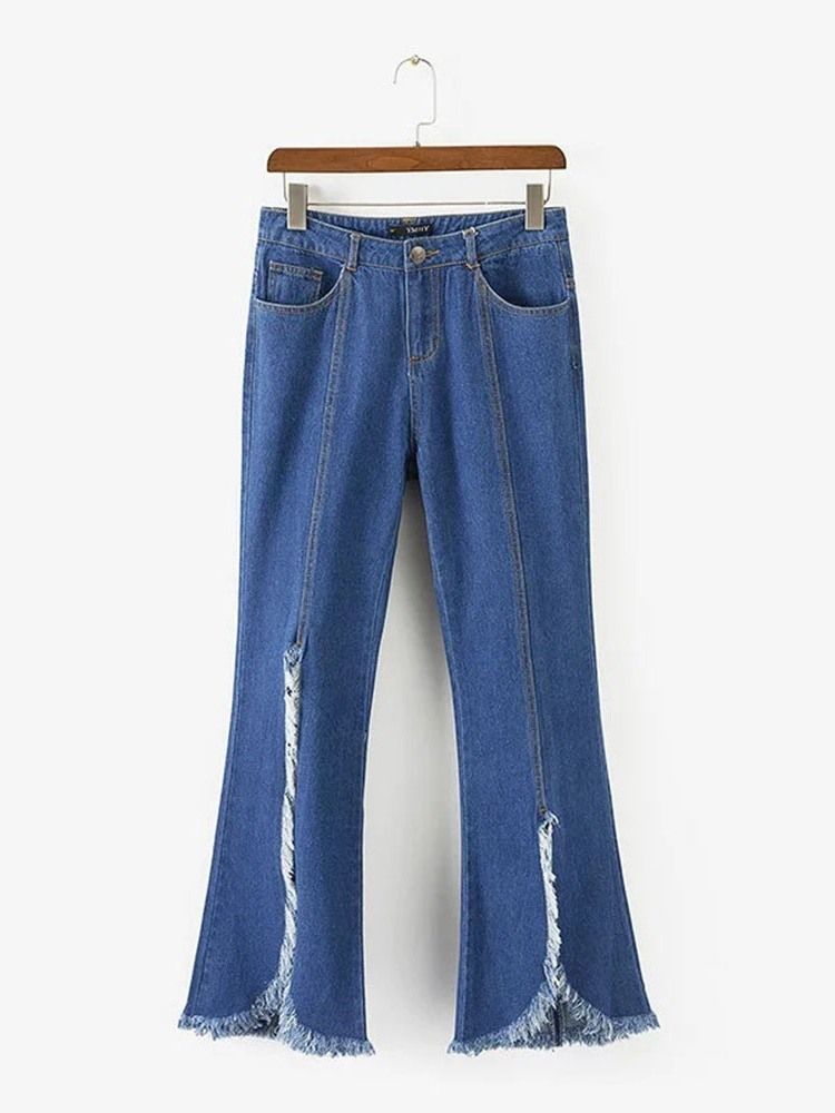 Kvinders Bellbottoms Vaskbare Slanke Jeans Med Høj Talje