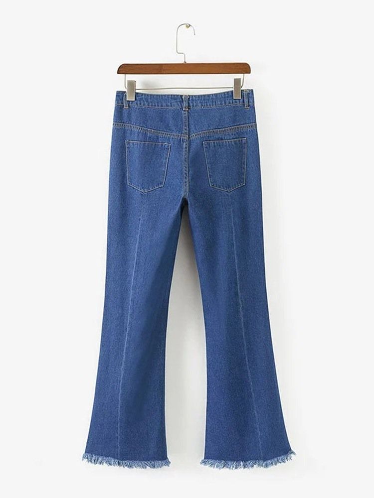 Kvinders Bellbottoms Vaskbare Slanke Jeans Med Høj Talje