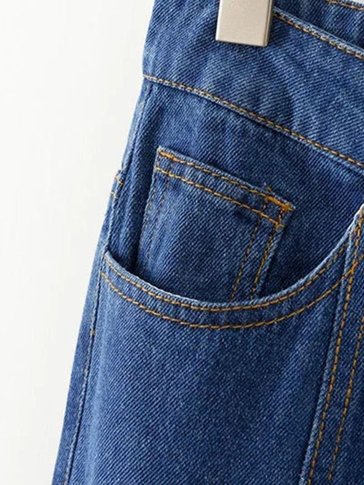 Kvinders Bellbottoms Vaskbare Slanke Jeans Med Høj Talje