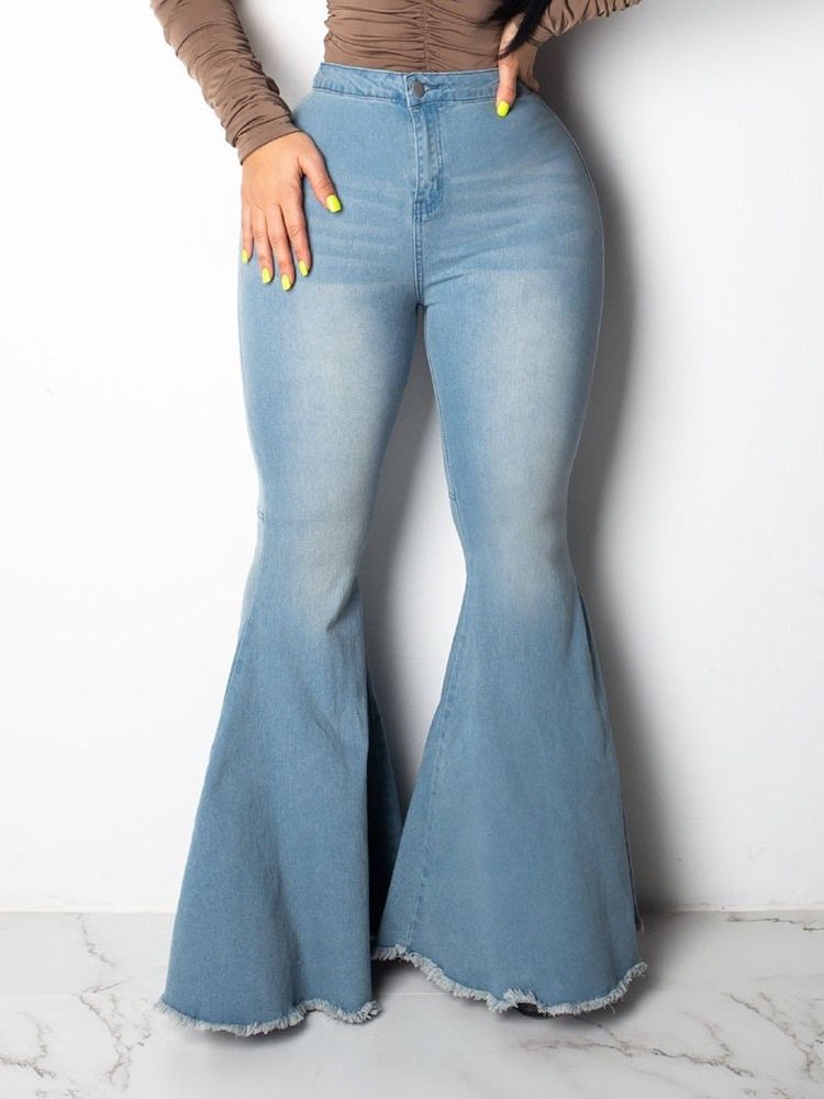 Kvinders Flare Plain Slim Kvast Mid Waist Jeans