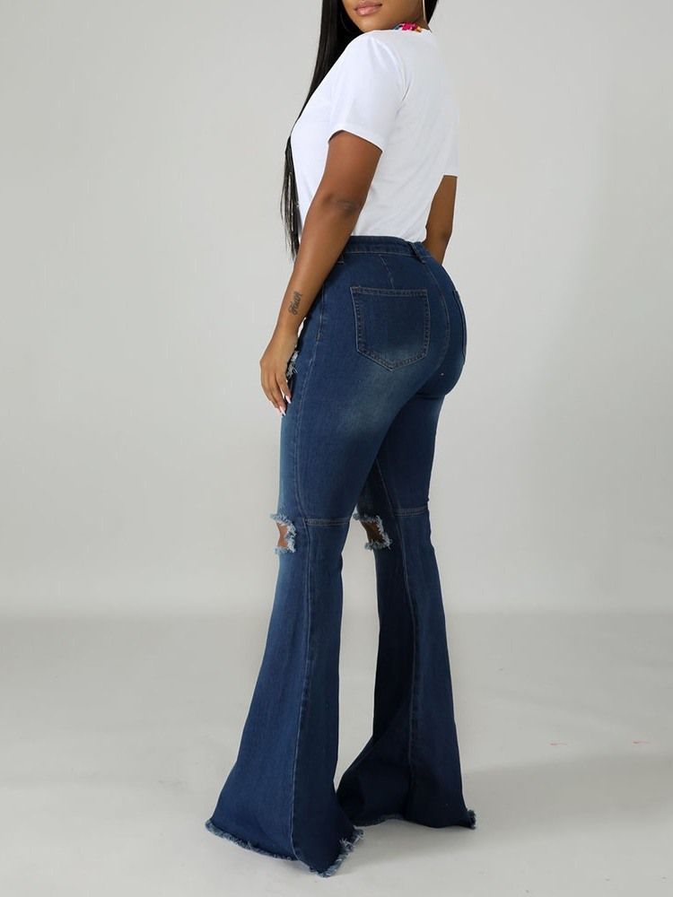 Kvinders Hul Bellbottoms Lynlås Slim Jeans