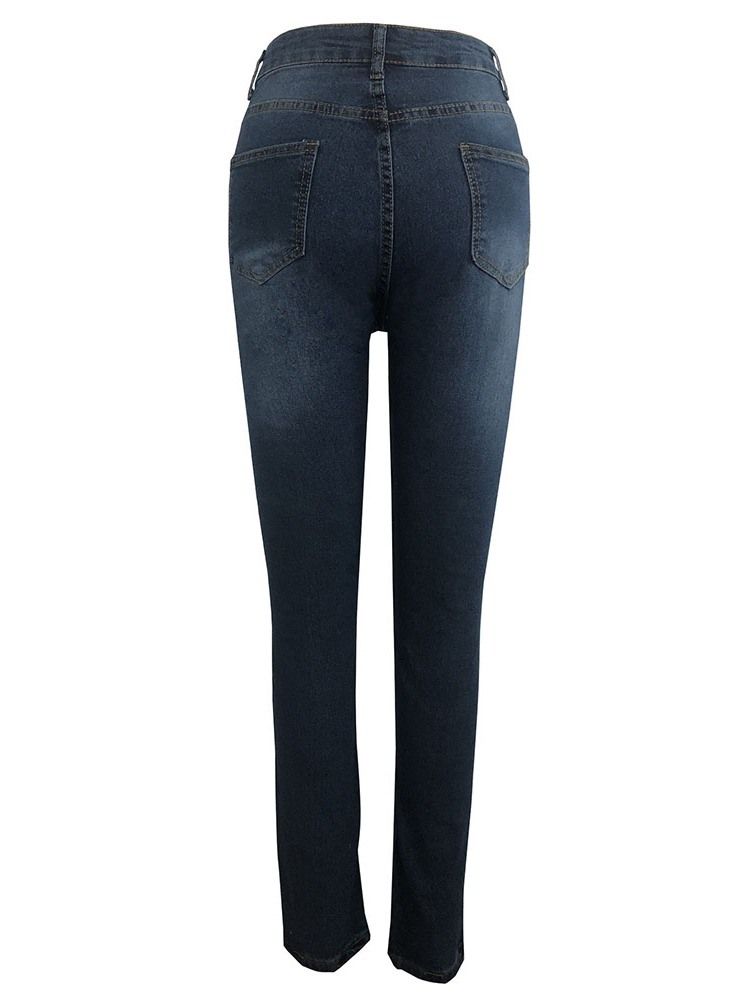 Kvinders Pocket Lynlås Blyantbukser Skinny Jeans