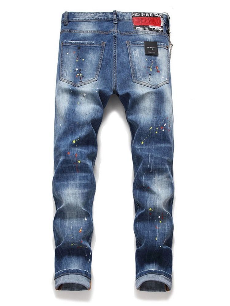 Lige Slidte Europæiske Mænds Slim Midje Jeans