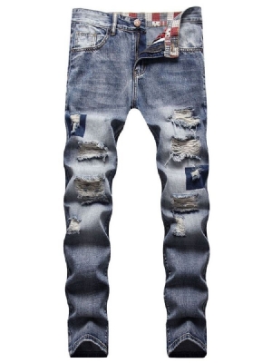 Lomme Straight Lynlås Herre Casual Jeans