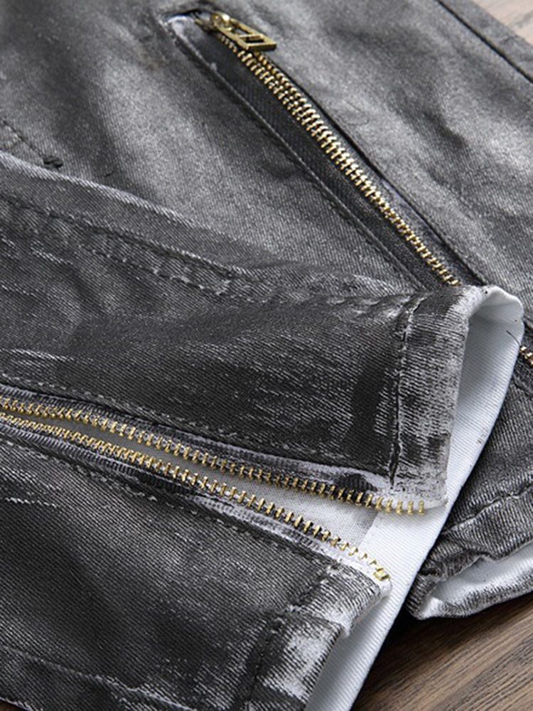 Lynlås Unik Patched Farveblok Casual Mænds Jeans