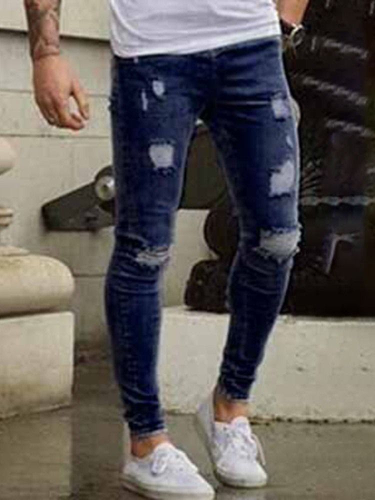 Mænds Blyantbukser Almindeligt Hul Midje Casual Jeans