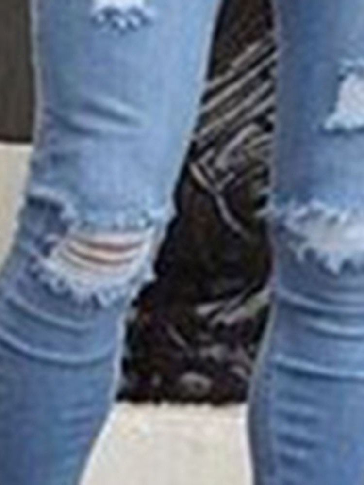 Mænds Blyantbukser Almindeligt Hul Midje Casual Jeans