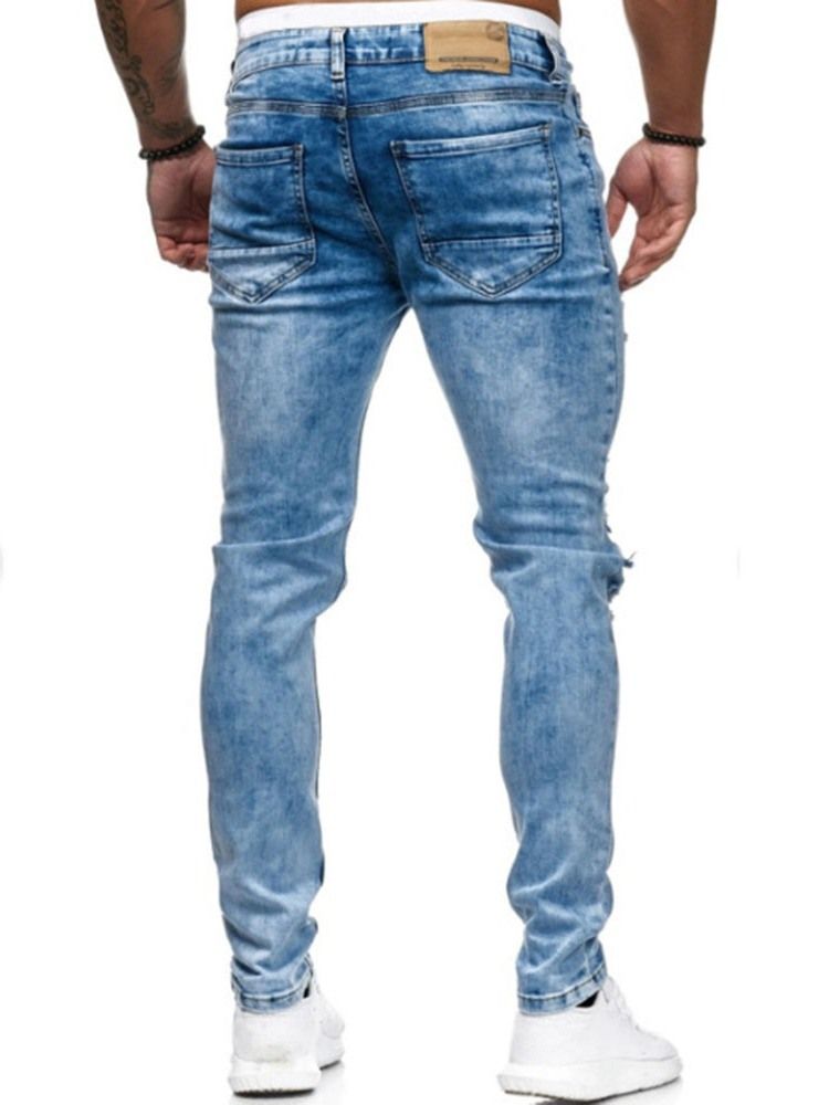 Mænds Hulplain Lynlås Med Midje Jeans