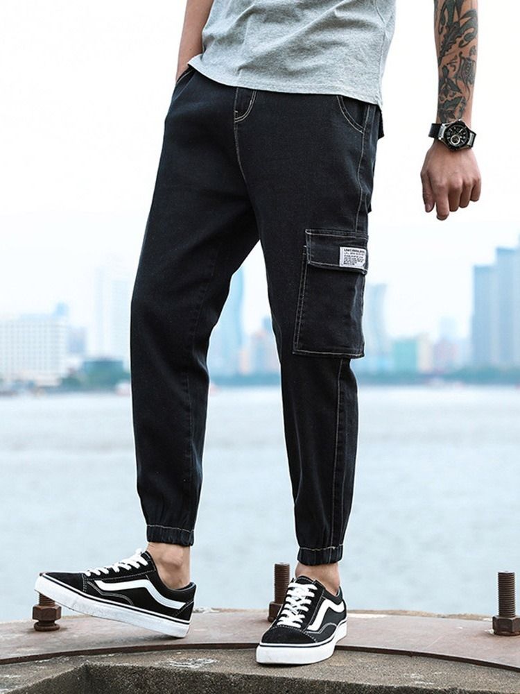 Pencil Pants Korean Zipper Men's Jeans