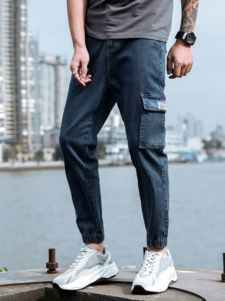 Pencil Pants Korean Zipper Men's Jeans