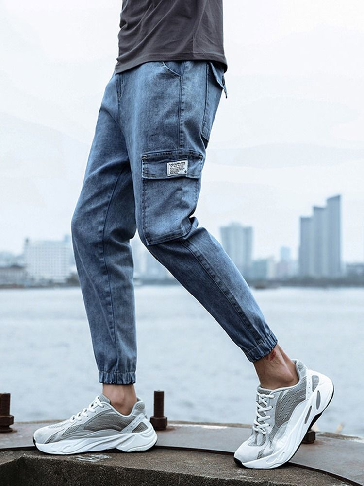 Pencil Pants Korean Zipper Men's Jeans