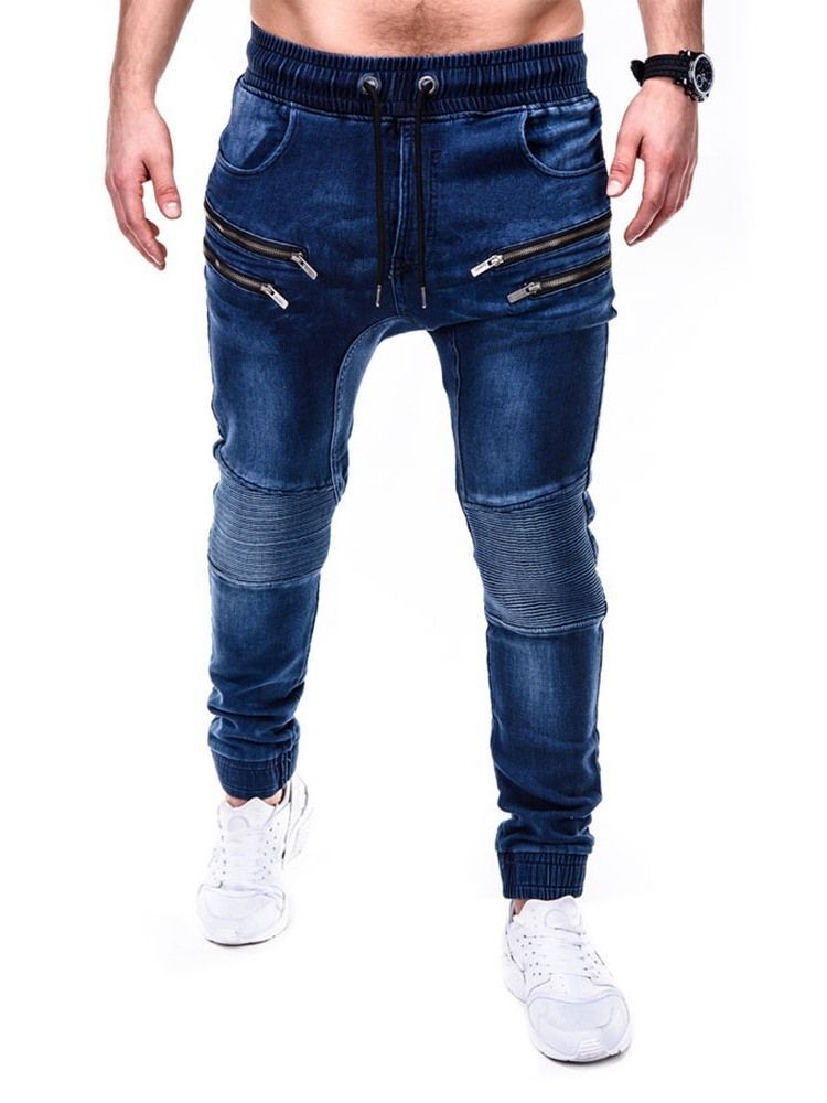 Pencil Pants Lynlås Casual Mid Waist Men's Jeans