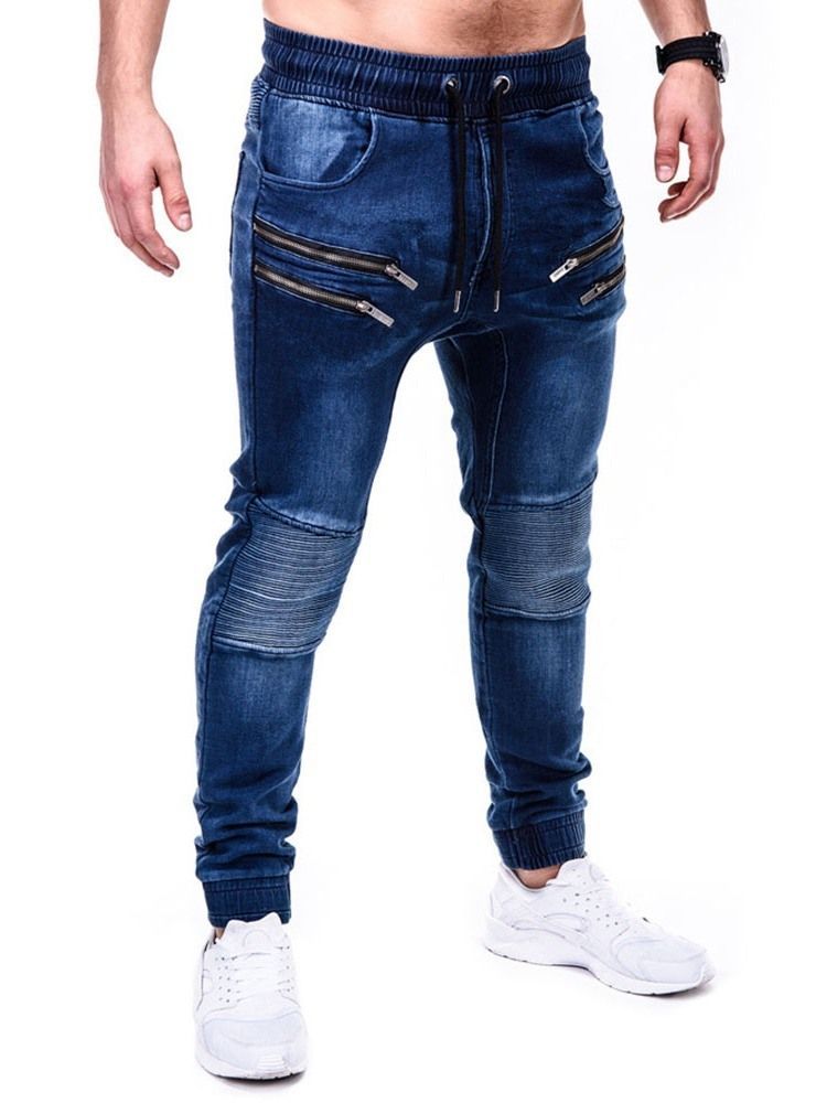 Pencil Pants Lynlås Casual Mid Waist Men's Jeans