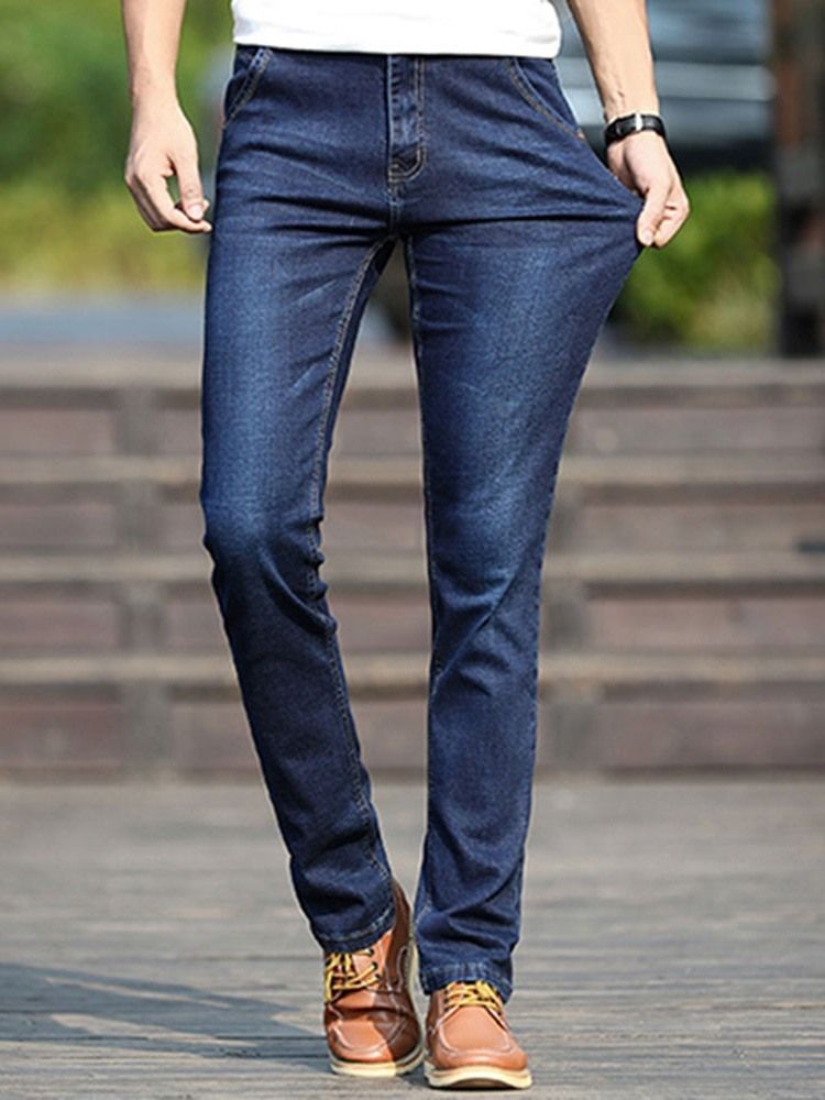 Plain European Mid Waist Men's Jeans