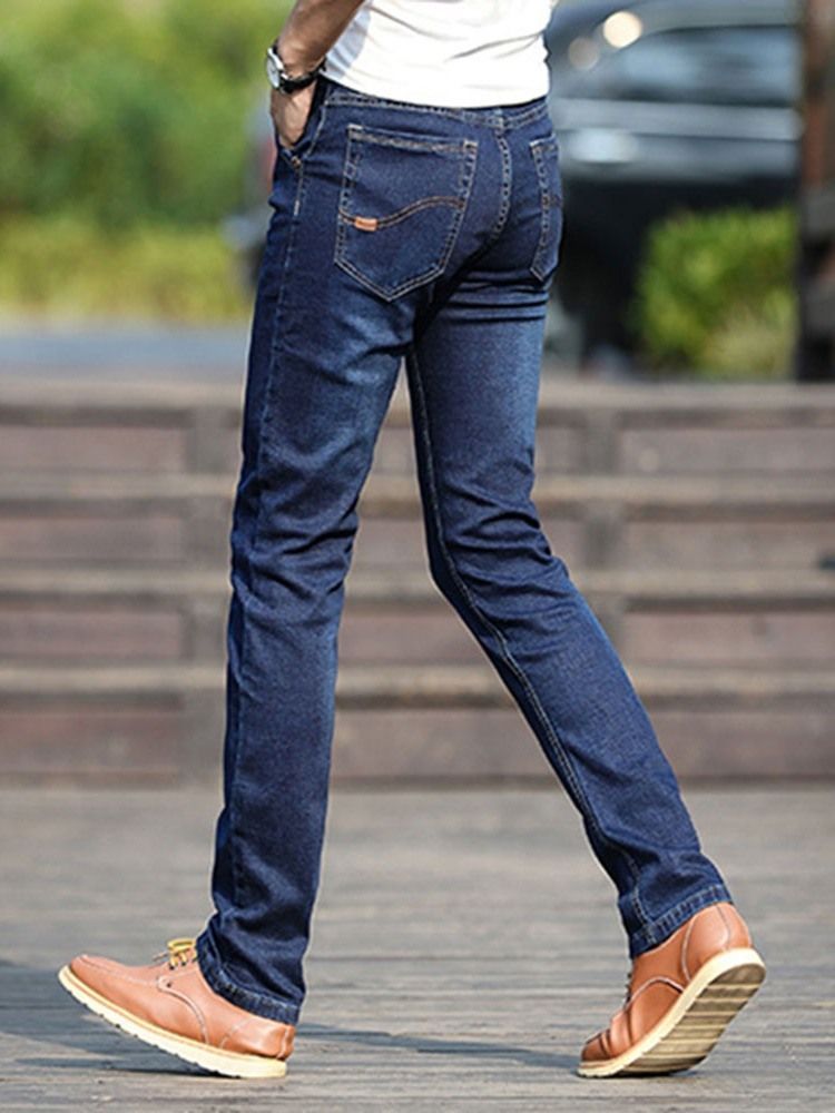 Plain European Mid Waist Men's Jeans