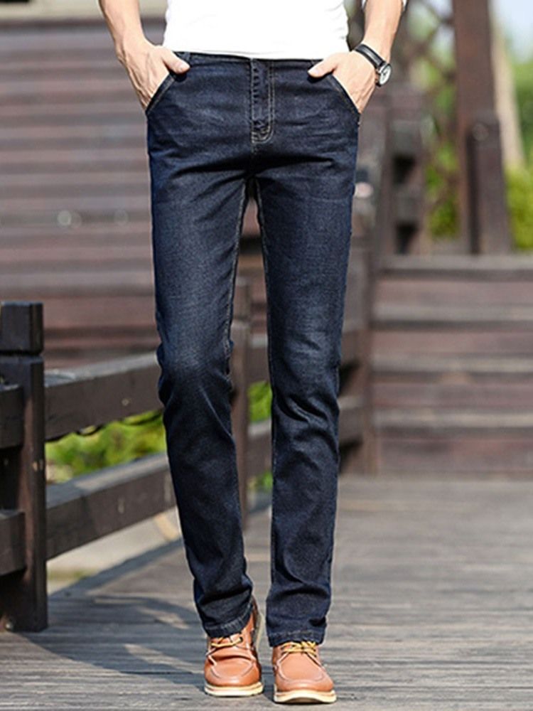 Plain European Mid Waist Men's Jeans