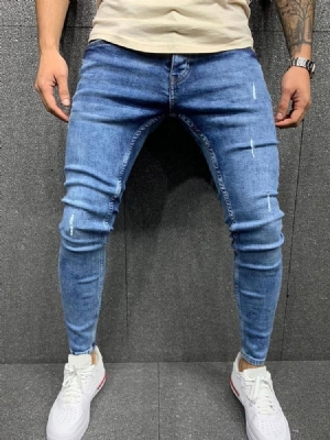 Plain Pencil Pants Mid Waist European Men's Jeans