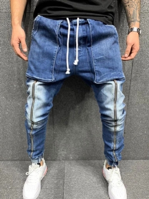 Pocket Lace-up Hip Hop-jeans Til Mænd