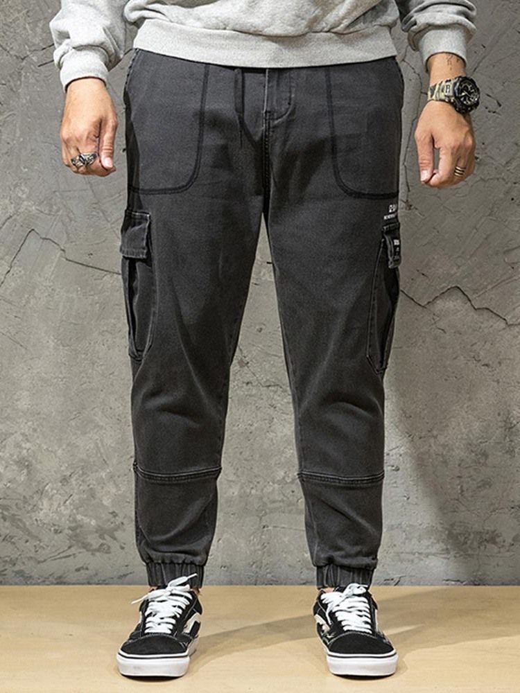 Pocket Mid Waist Jeans Til Mænd