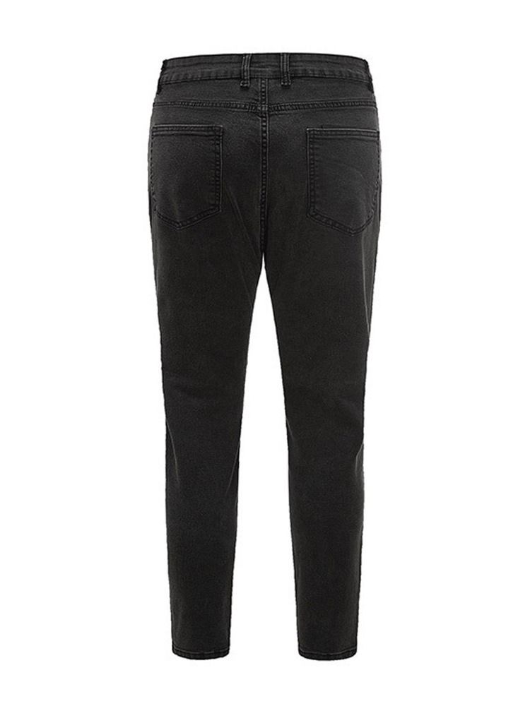 Pocket Plain Pencil Pants Lynlås Casual Men's Jeans