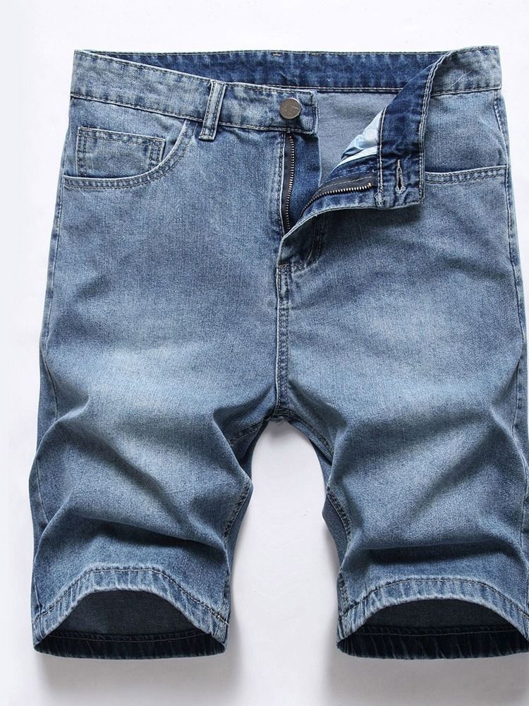 Pocket Straight Denim Shorts Til Mænd