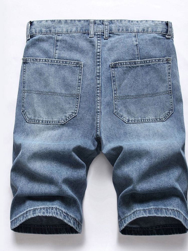 Pocket Straight Denim Shorts Til Mænd