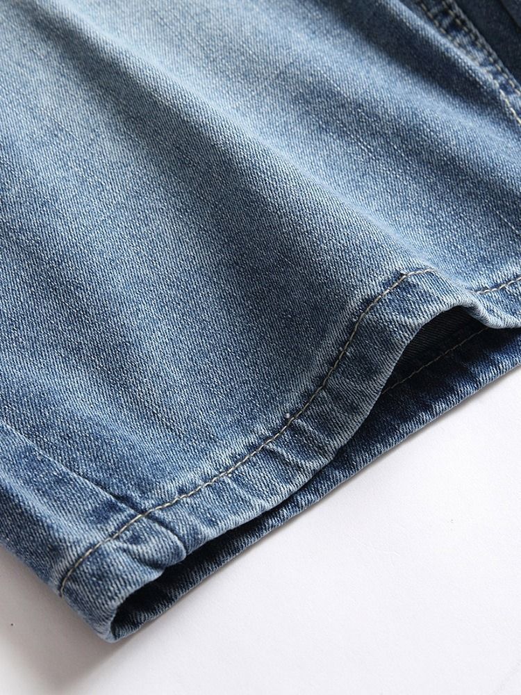 Pocket Straight Denim Shorts Til Mænd