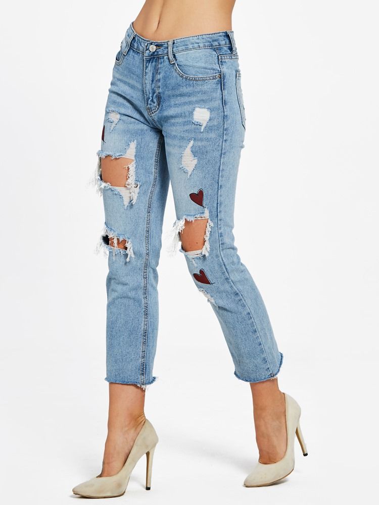 Slim Hole Ankel Length Dame Jeans