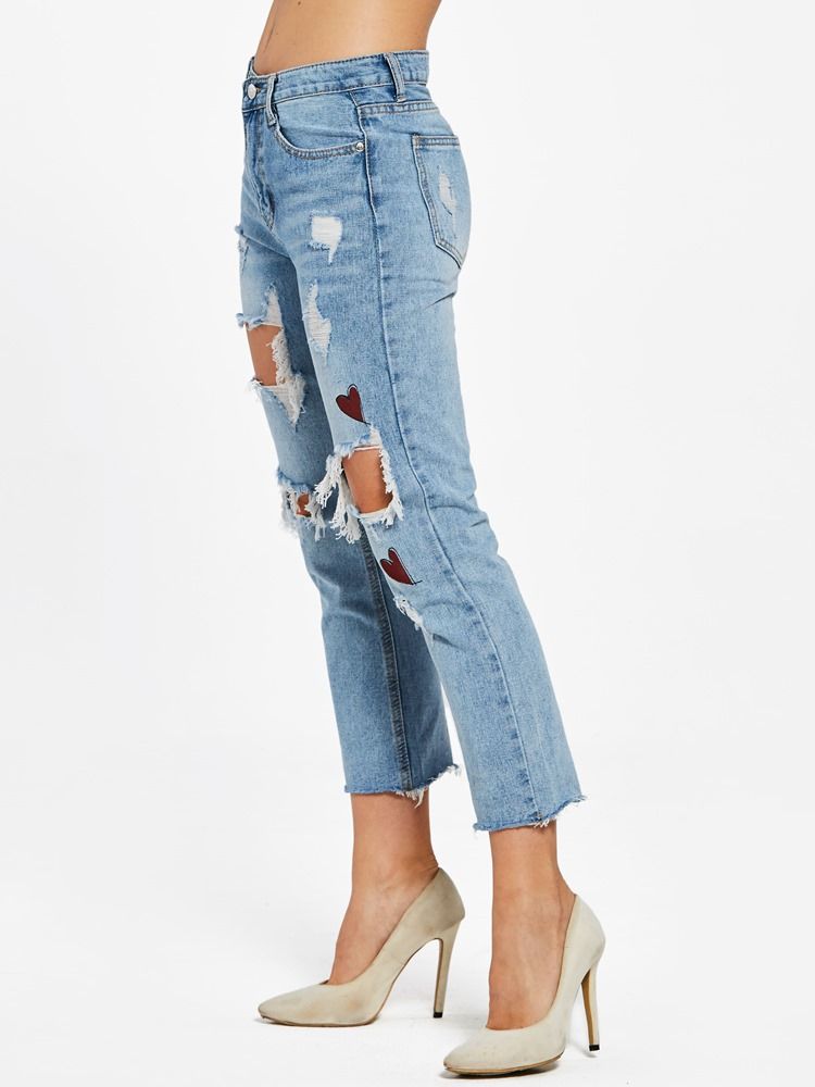 Slim Hole Ankel Length Dame Jeans