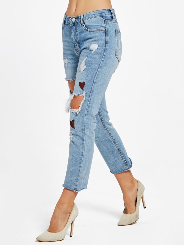 Slim Hole Ankel Length Dame Jeans