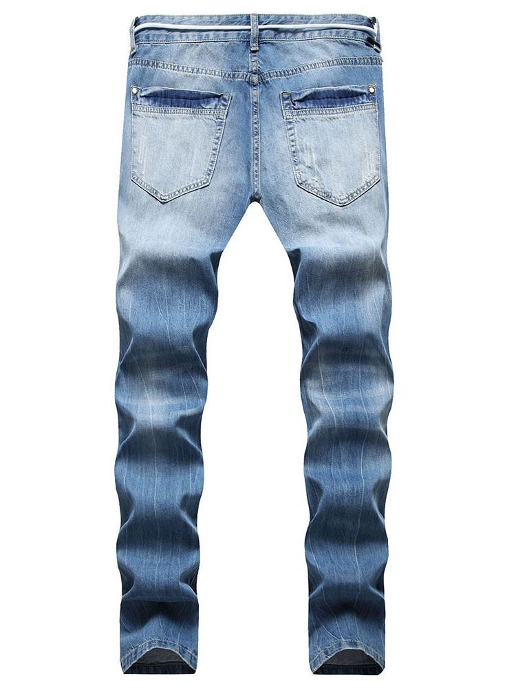 Straight Hole Hip Hop Button Herre Jeans