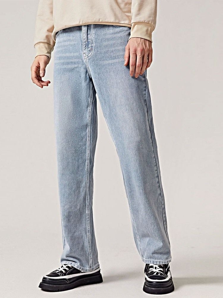 Straight Plain Casual Mid Waist Men's Jeans