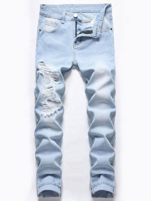 Straight Zipper Mid Waist Jeans Til Mænd