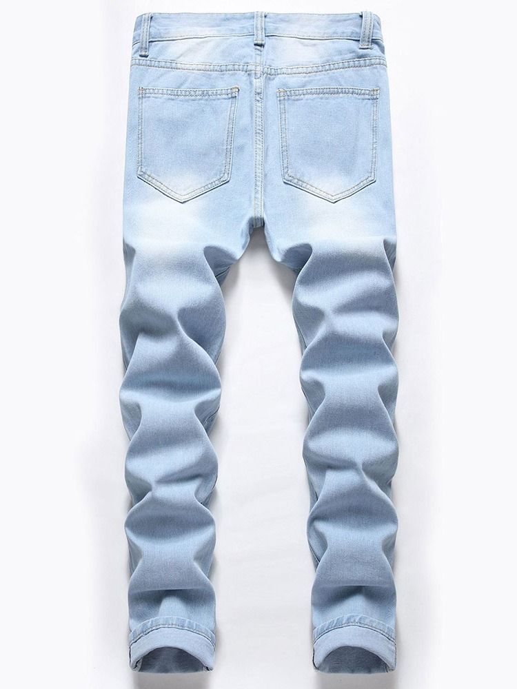 Straight Zipper Mid Waist Jeans Til Mænd