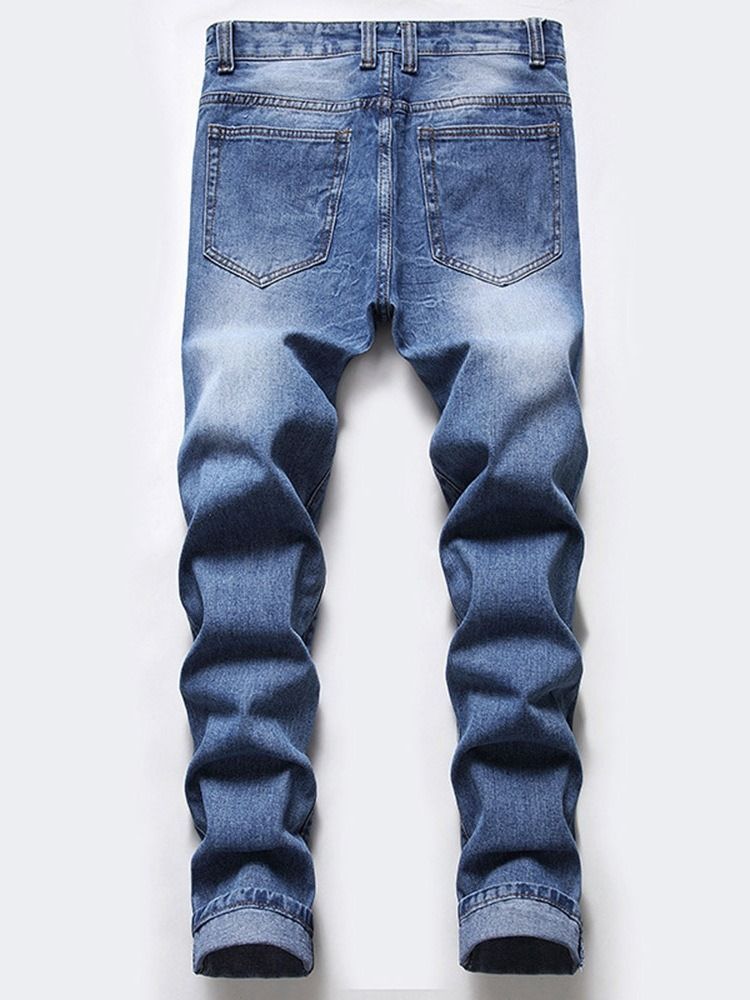 Straight Zipper Mid Waist Jeans Til Mænd