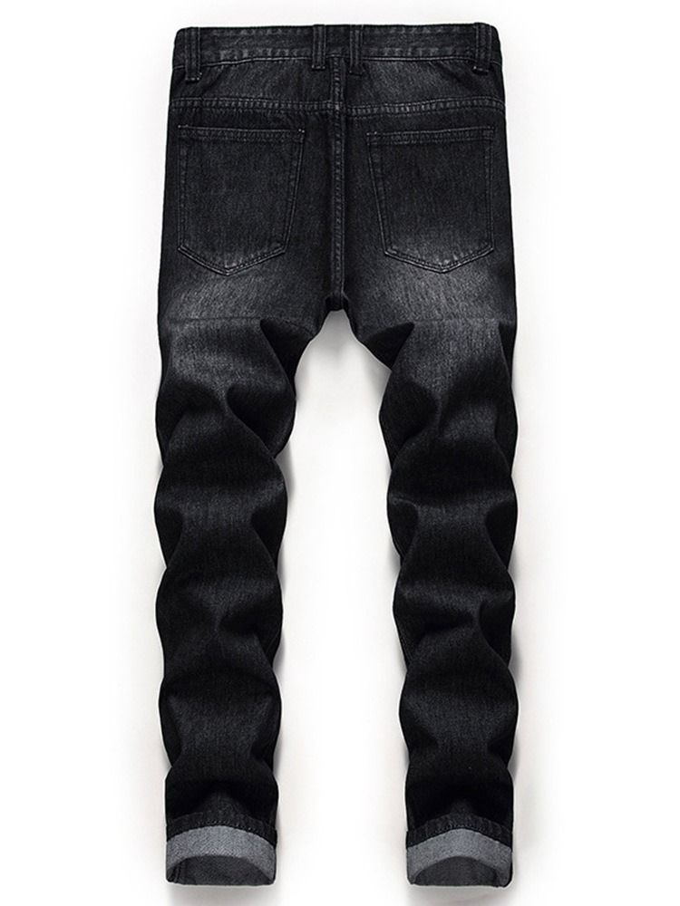 Straight Zipper Mid Waist Jeans Til Mænd